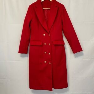 No Brand Double-Breasted Trench Coat Red Women's Small